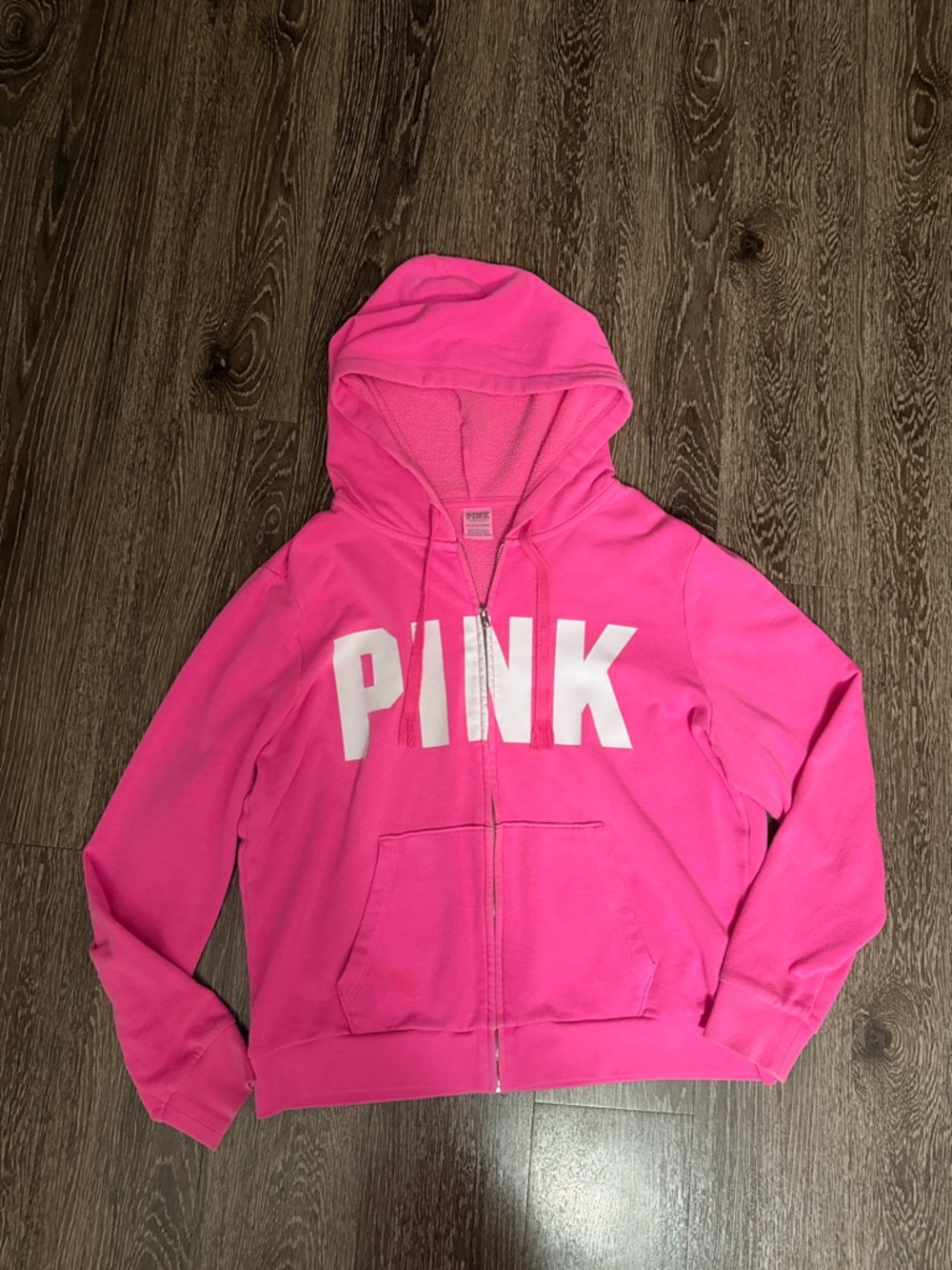 PINK Victoria's Secret Hot Pink Jogger Sweatpants with Matching Zip Up